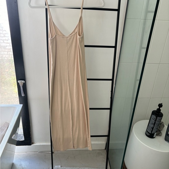 Ribbed Cream Spaghetti Strap Dress - Picture 2 of 3